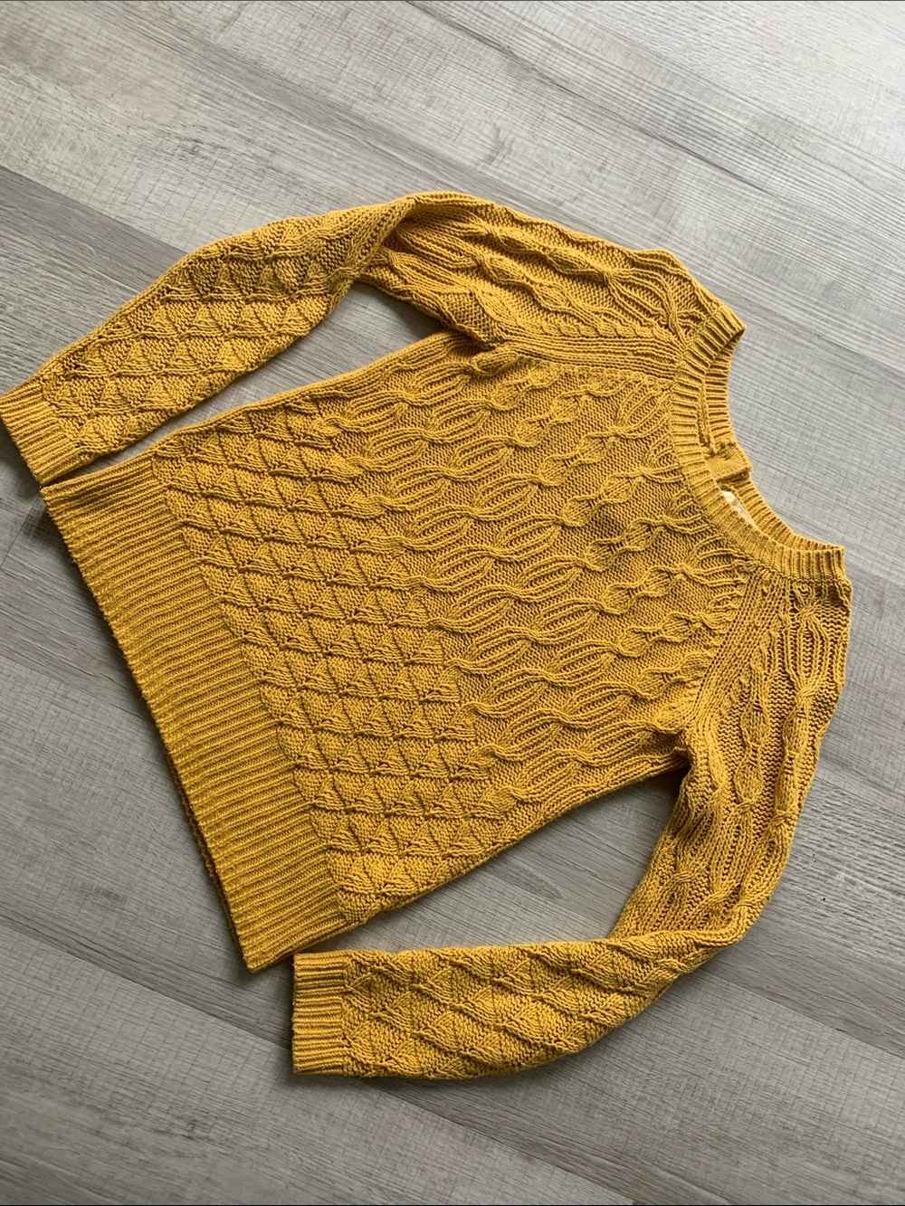 sparrow Mustard Cable-Knit Crew Neck Sweater